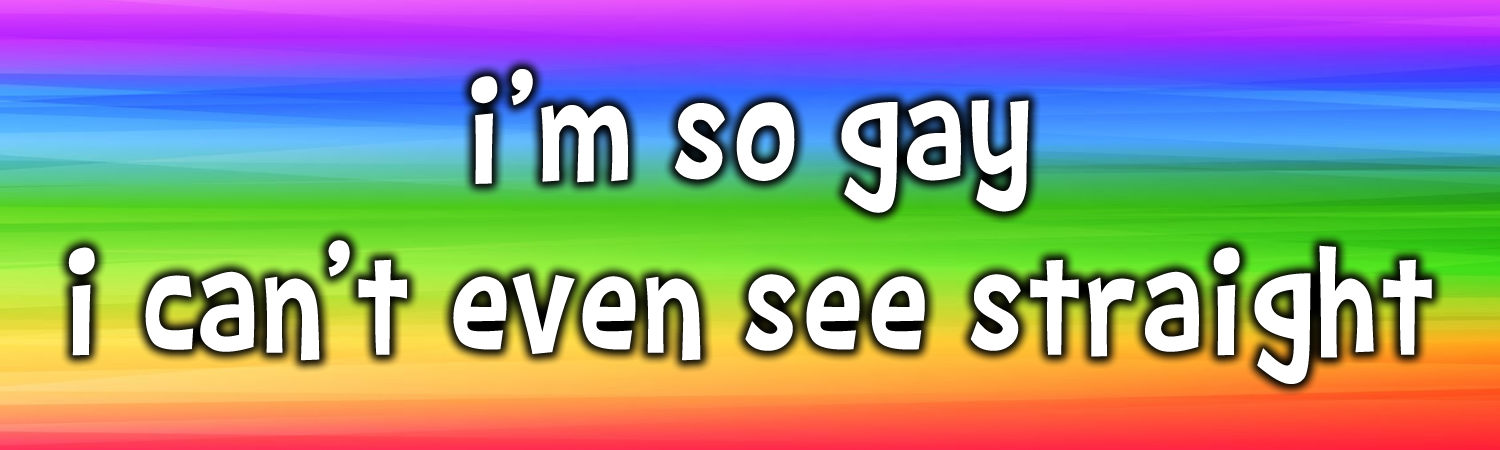 Im So Gay I Cant Even See Straight Vinyl Bumper Sticker, Window Cling or Bumper Sticker Magnet in UV Laminate Coating